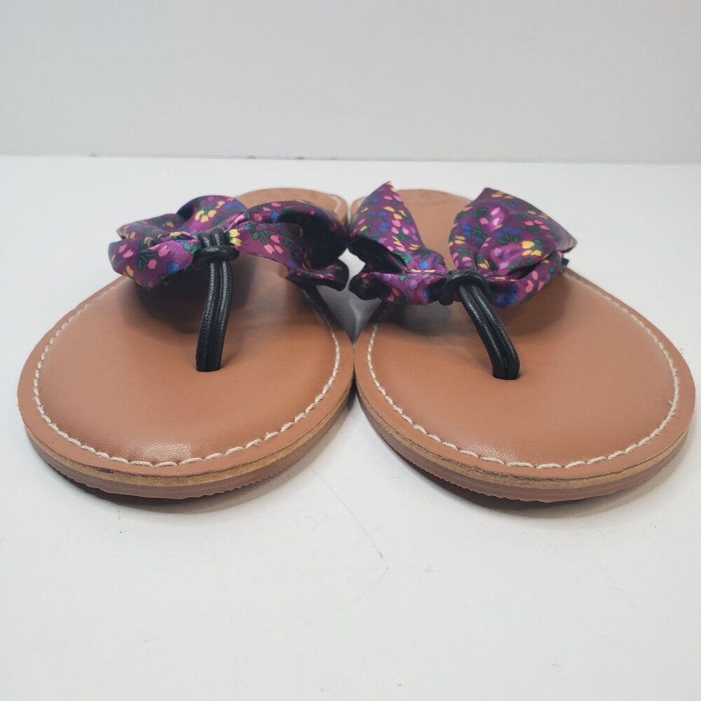 Matilda Jane Thong Sandals 7 Purple Floral Satin Open Toe Beach Flip Flop Slides - Picture 4 of 11